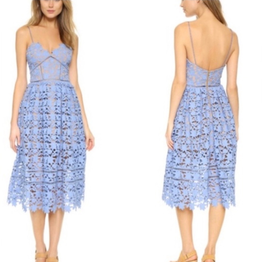 Self portrait azalea midi dress blue 2 NWT